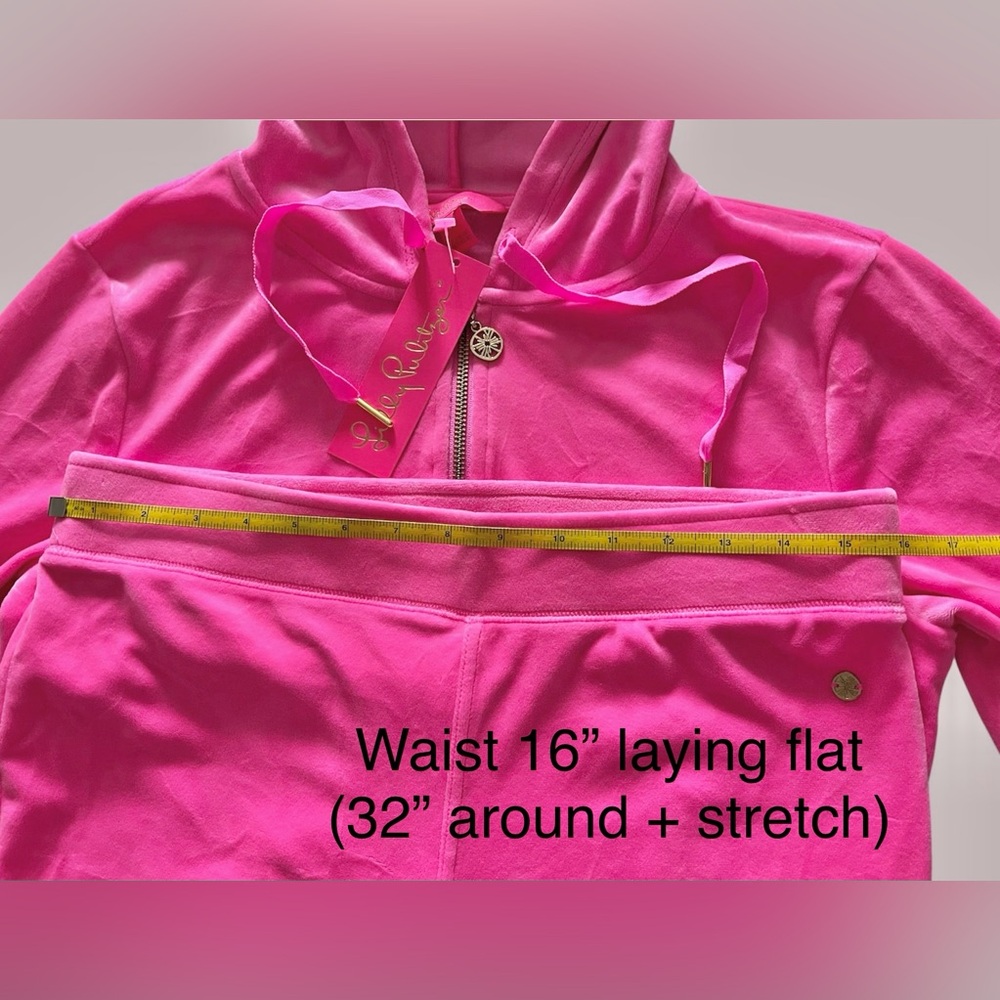 Lily Pulitzer Lounge Set Hoodie/Pants Sz M New w/tags Plumeria Pink Soft Velour - Picture 5 of 14